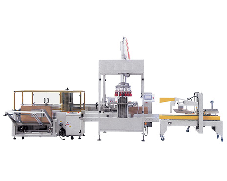 全自動(dòng)牛油果醬灌開箱、裝箱、封箱機(jī)組